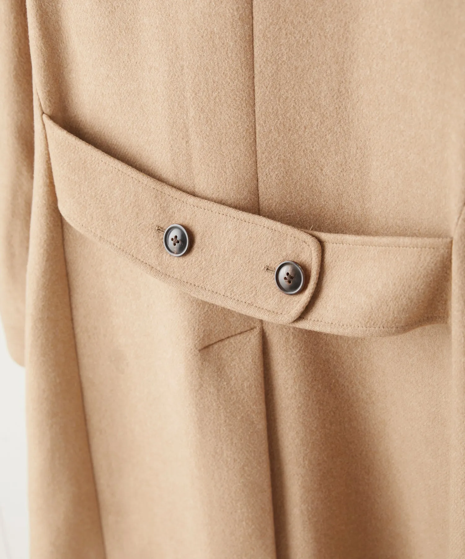 Italian Wool Double Breasted Officer Topcoat in Camel