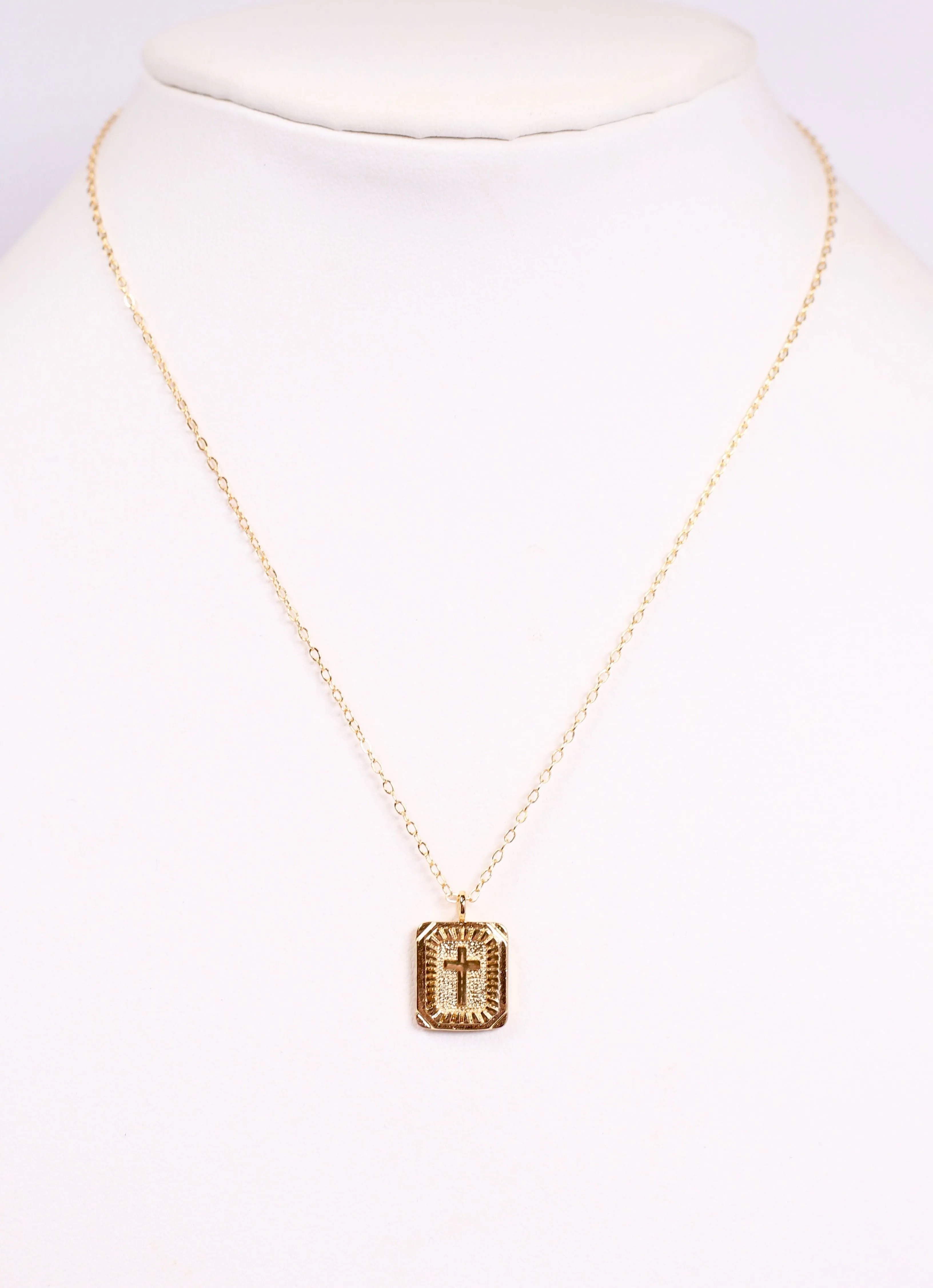 Johns Creek Cross Plate Necklace GOLD