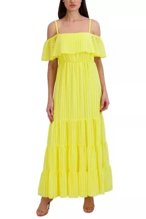 Julia Jordan Off-The-Shoulder Tiered Chiffon Maxi Dress