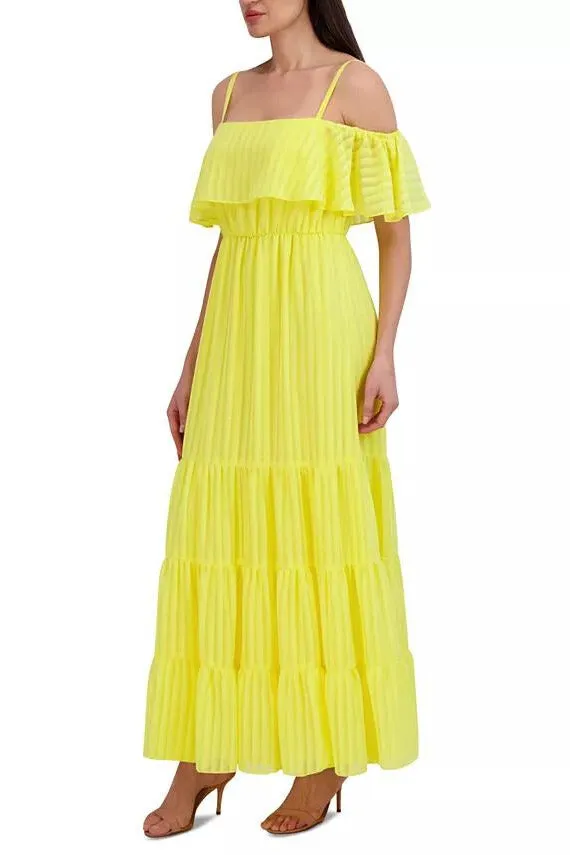 Julia Jordan Off-The-Shoulder Tiered Chiffon Maxi Dress