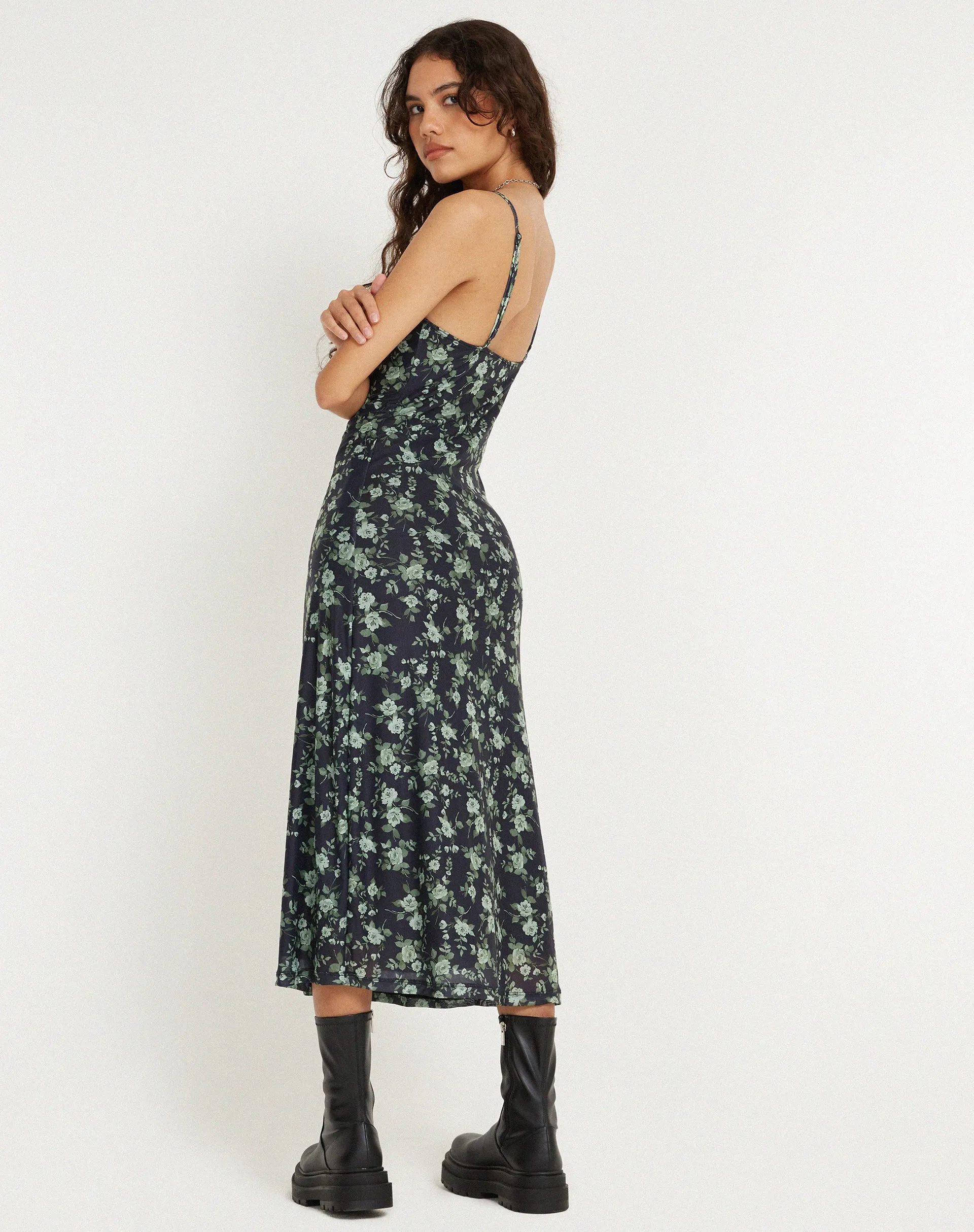 Kalana Midi Dress in Pretty Floral Green