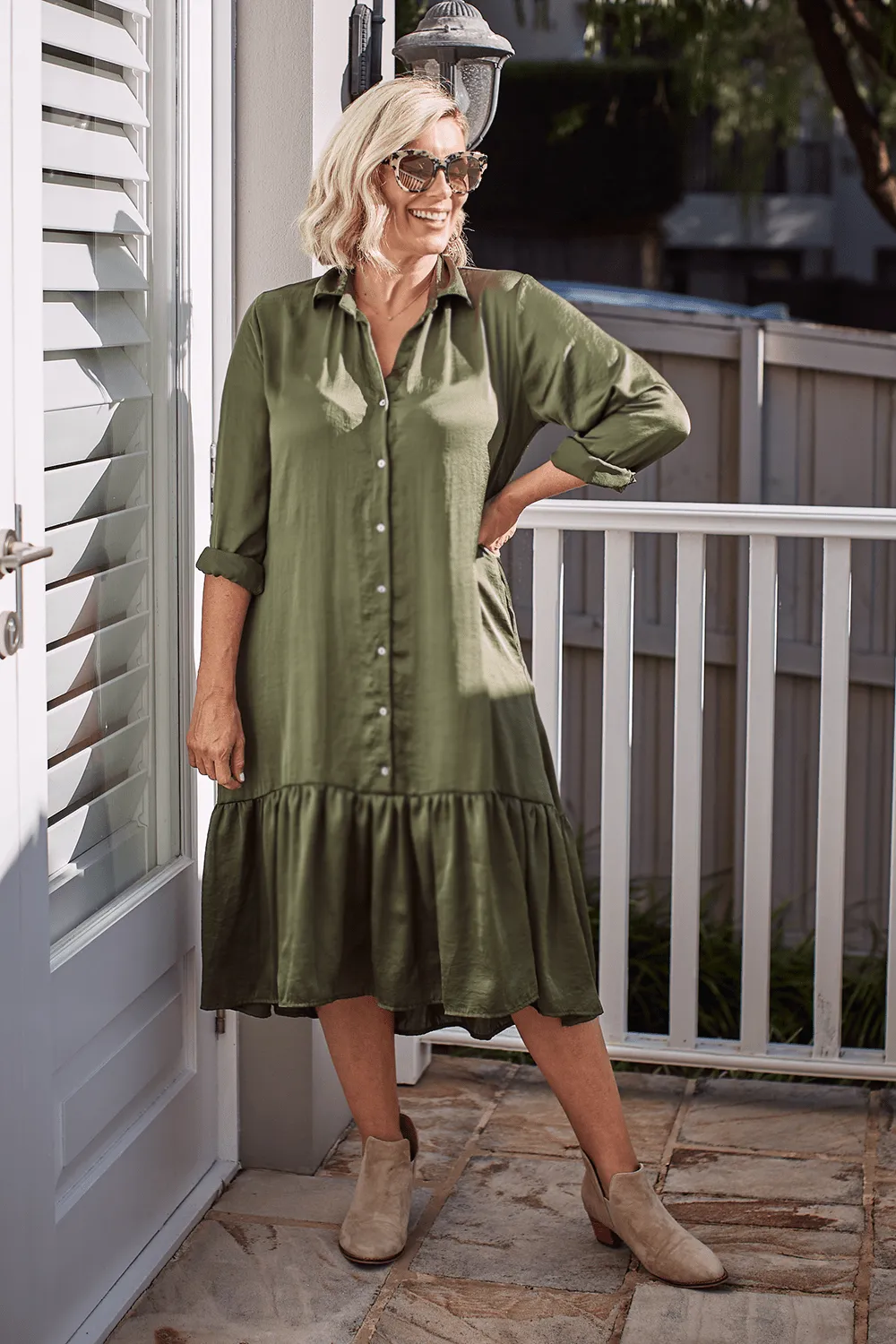 Kaylin Long Sleeve Dress Olive