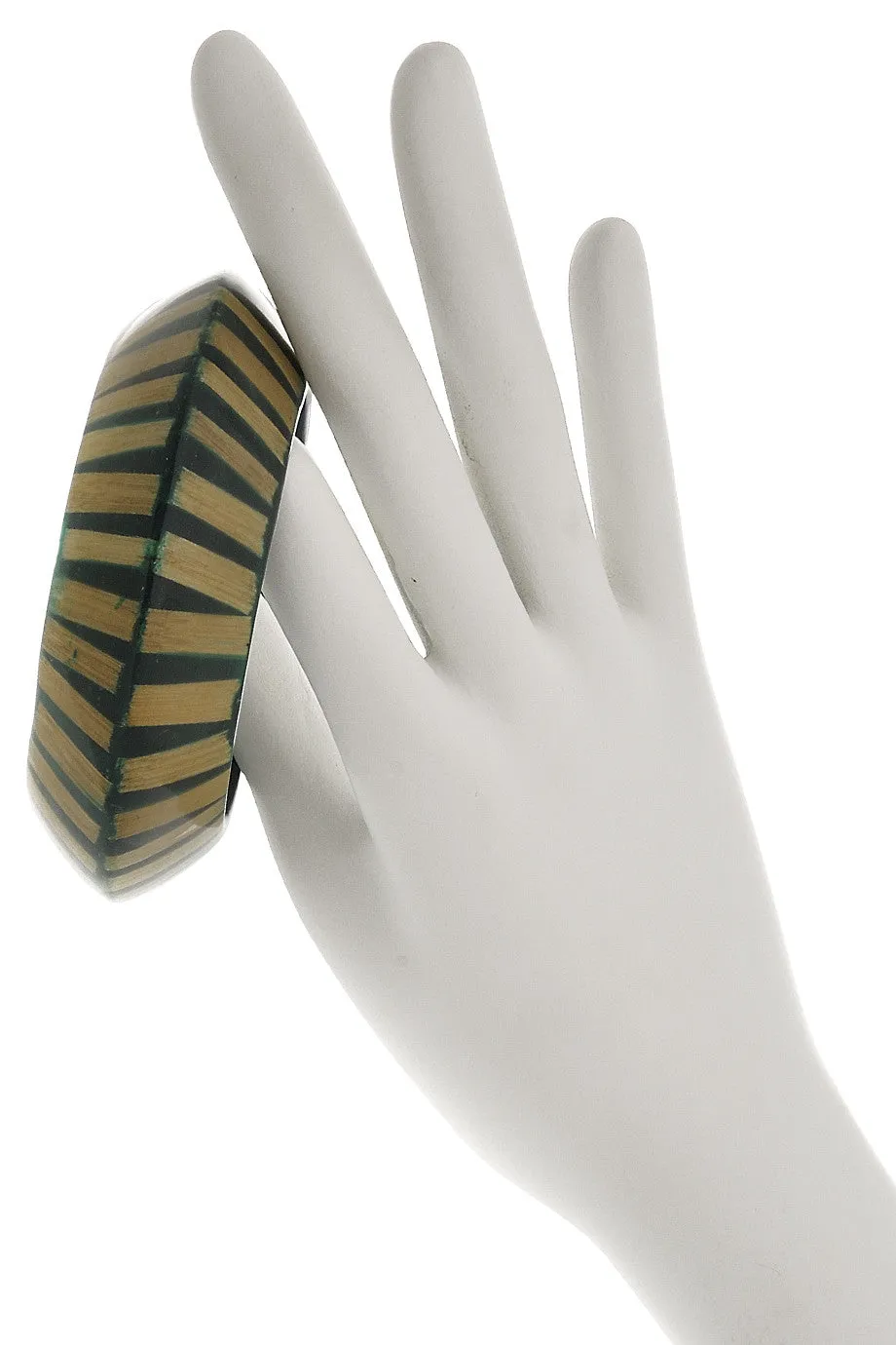 KENNETH JAY LANE ZEBRA Green Resin Bangle