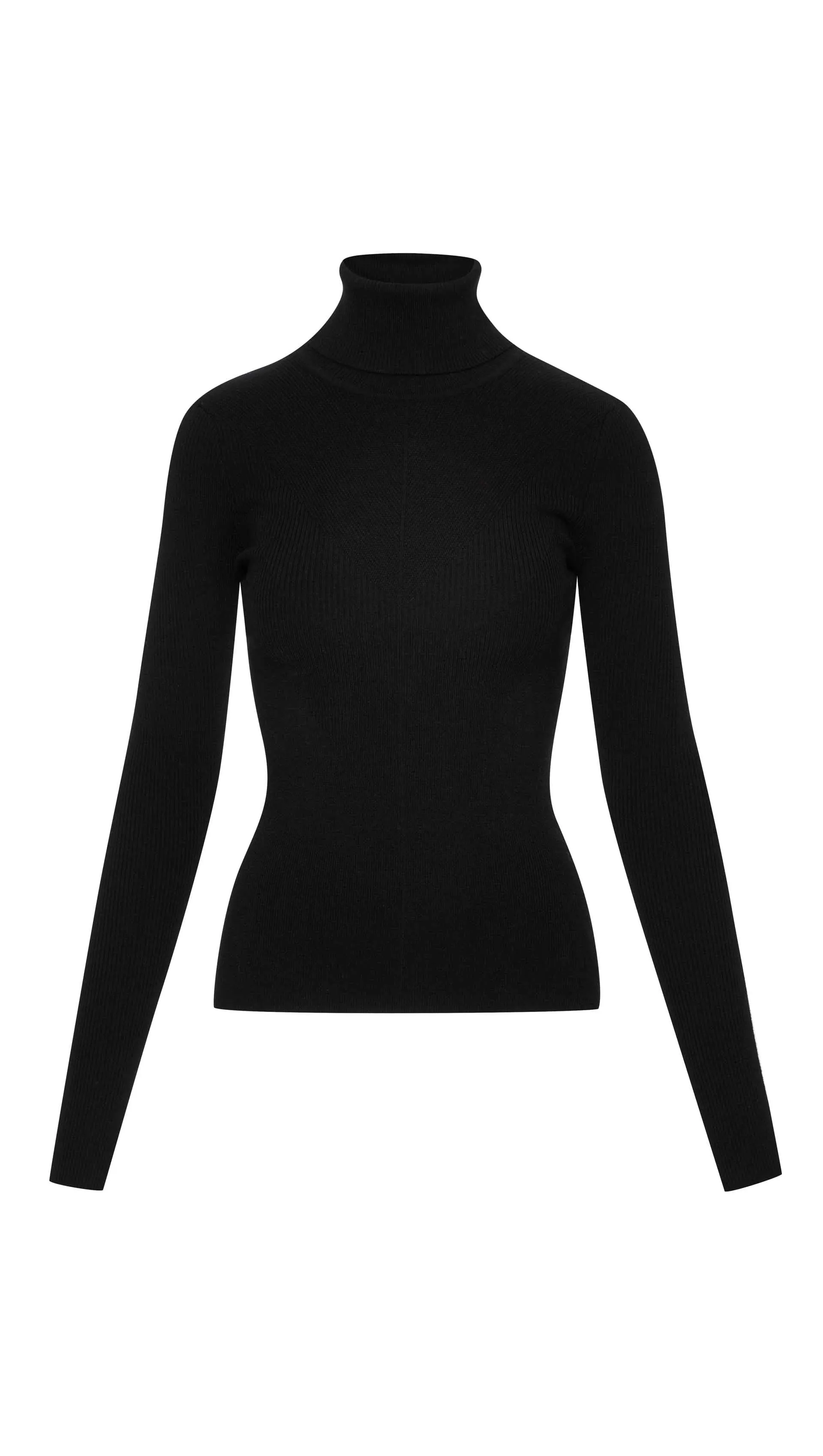 Knit Turtleneck in Stretch Wool | Black