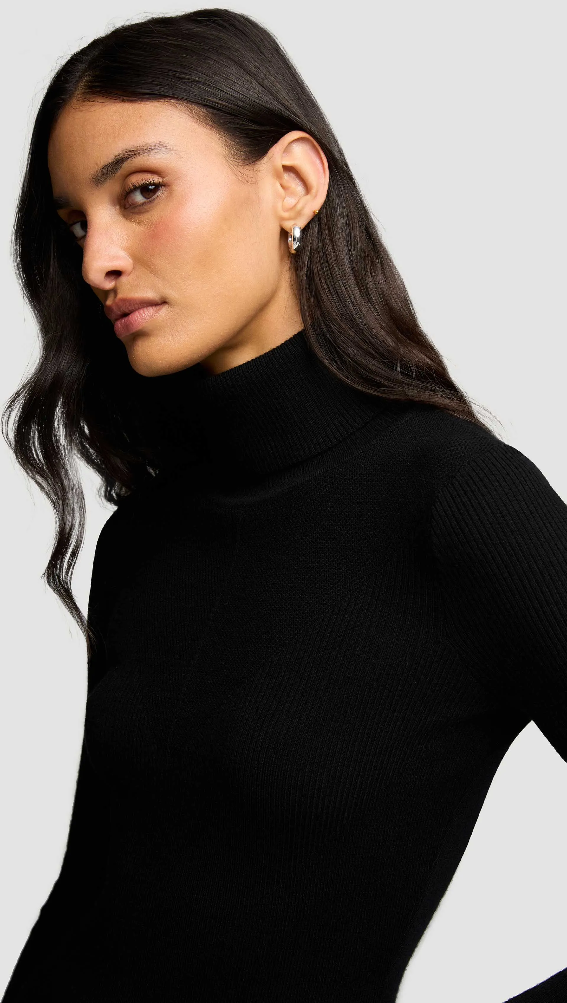 Knit Turtleneck in Stretch Wool | Black