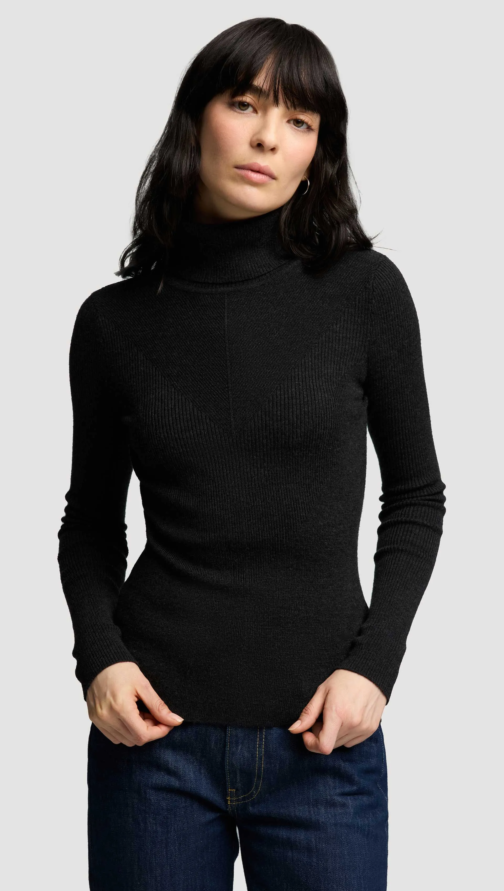 Knit Turtleneck in Stretch Wool | Black