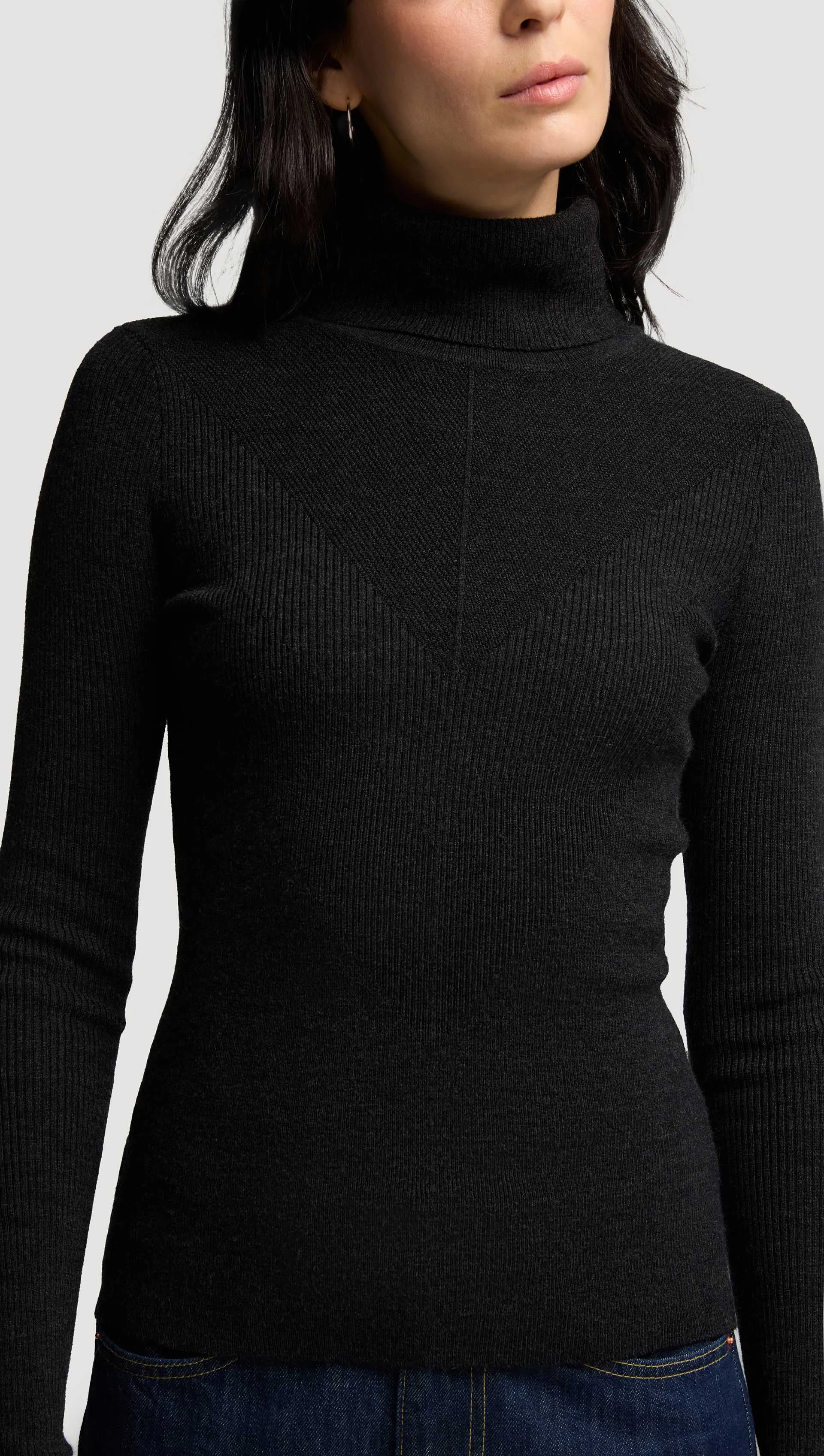 Knit Turtleneck in Stretch Wool | Black