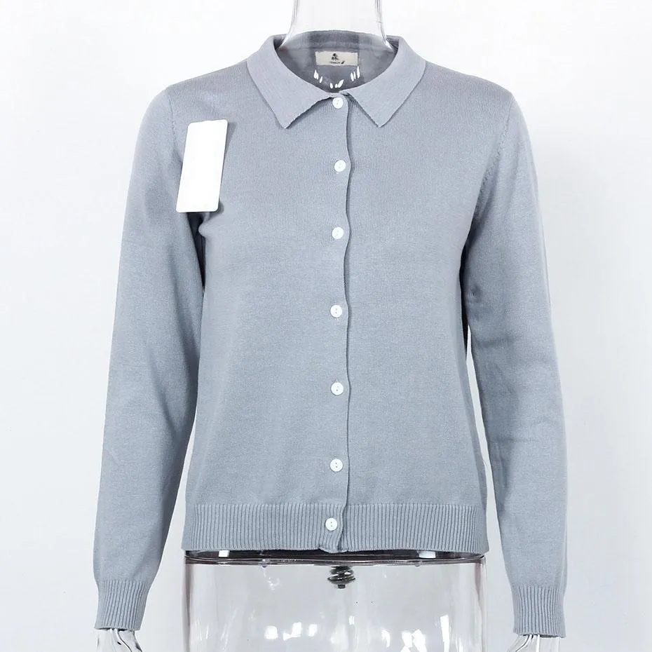 Knitted Buttoned Long Sleeve Sweatshirt