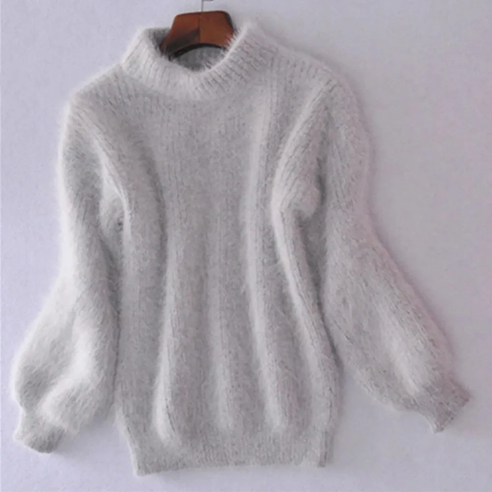 Knitted Mohair Turtleneck Sweater