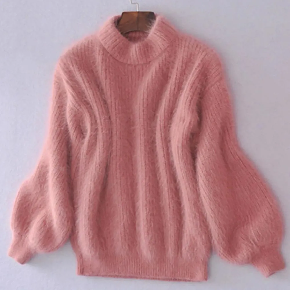 Knitted Mohair Turtleneck Sweater