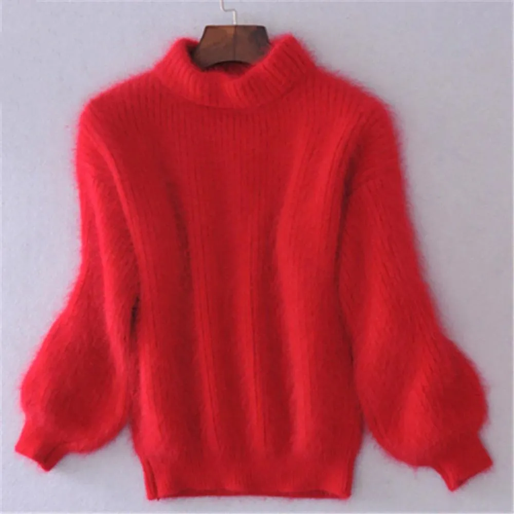 Knitted Mohair Turtleneck Sweater