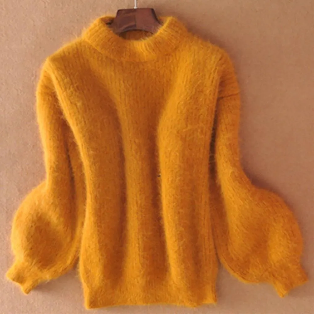 Knitted Mohair Turtleneck Sweater