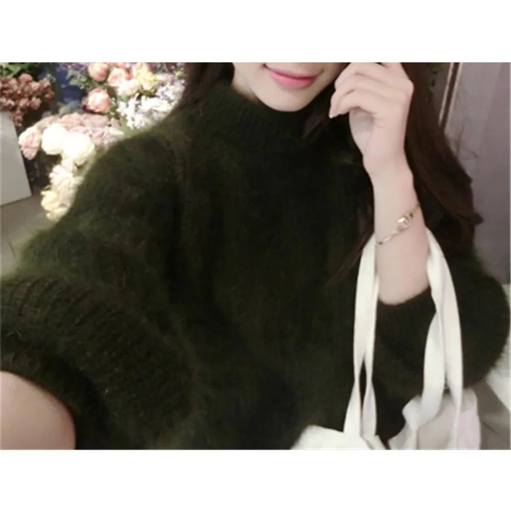 Knitted Mohair Turtleneck Sweater