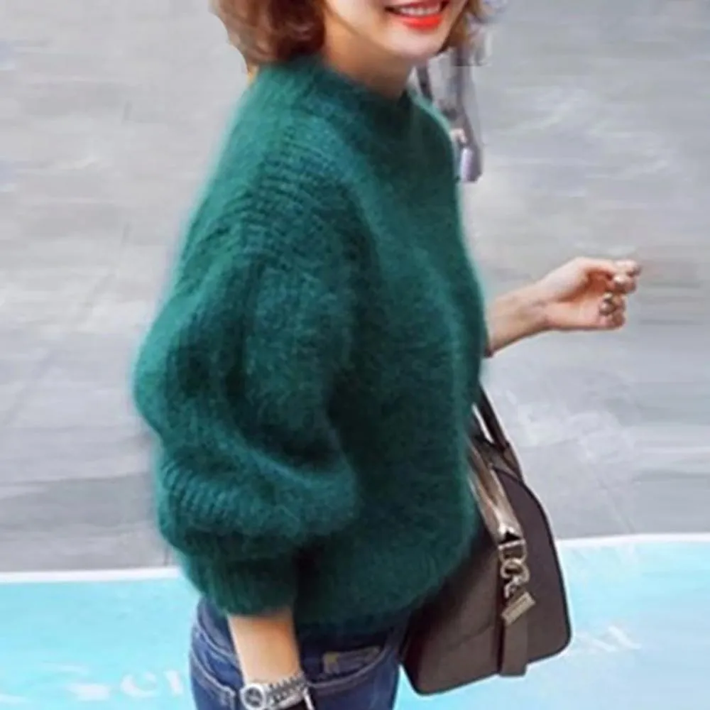 Knitted Mohair Turtleneck Sweater