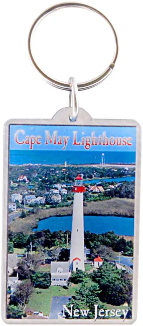 KRCM01 Key Ring Thick Lucite Cape May Lighthouse