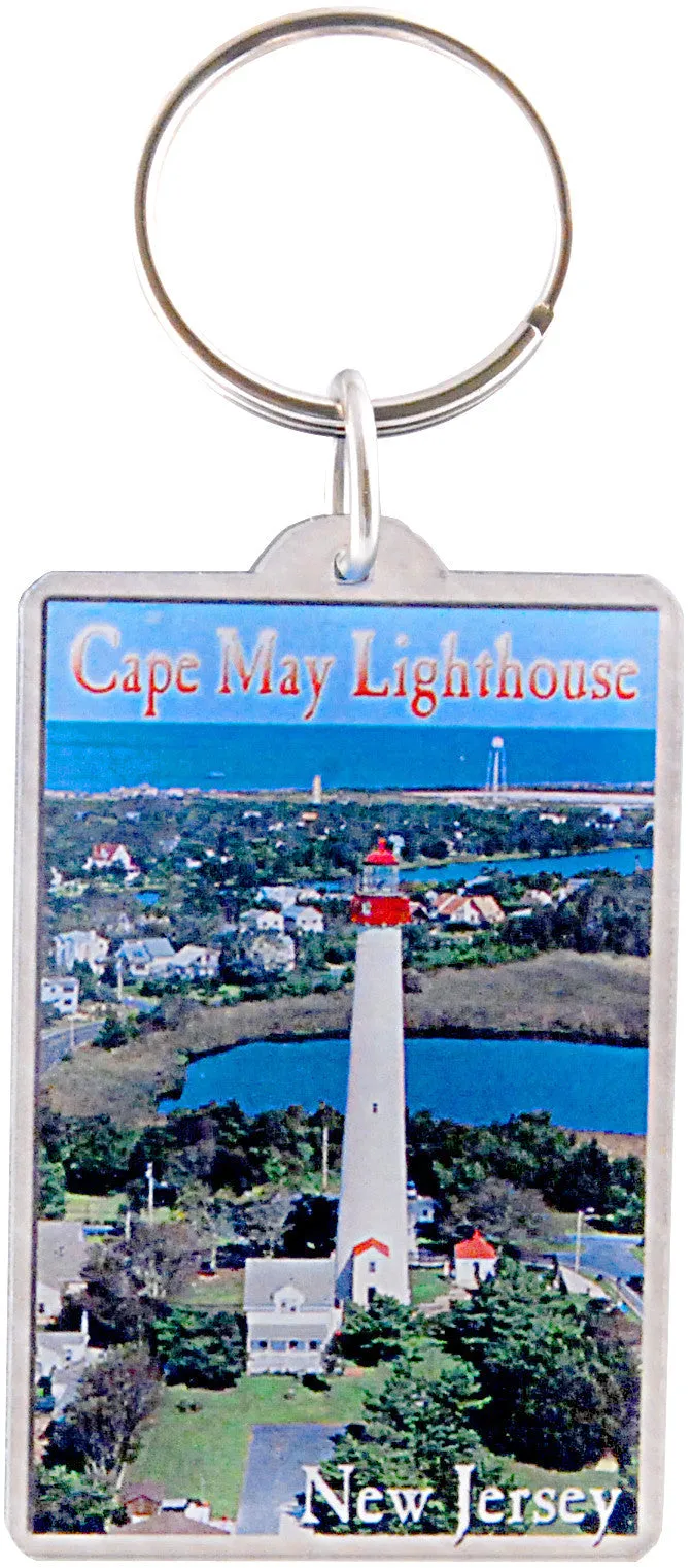 KRCM01 Key Ring Thick Lucite Cape May Lighthouse