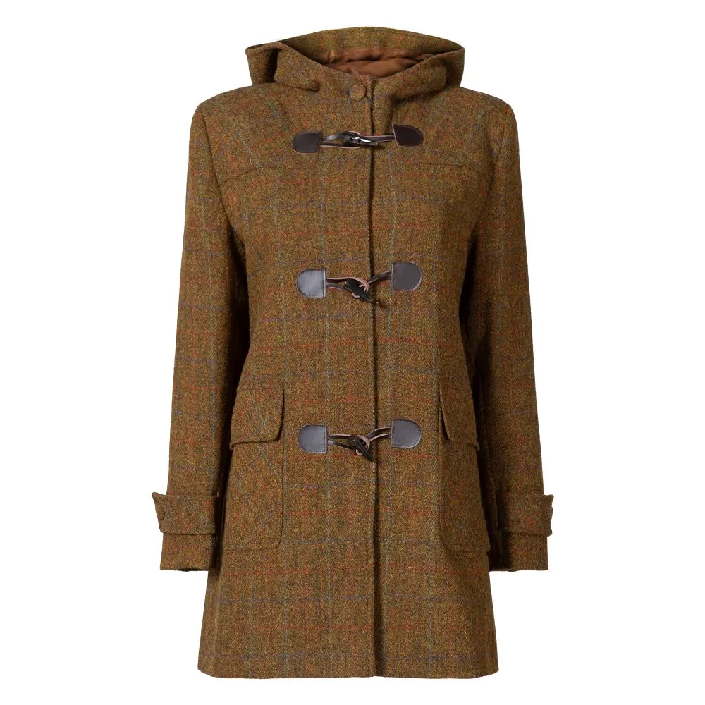 Ladies Harris Tweed Duffle Coat - Brown Check