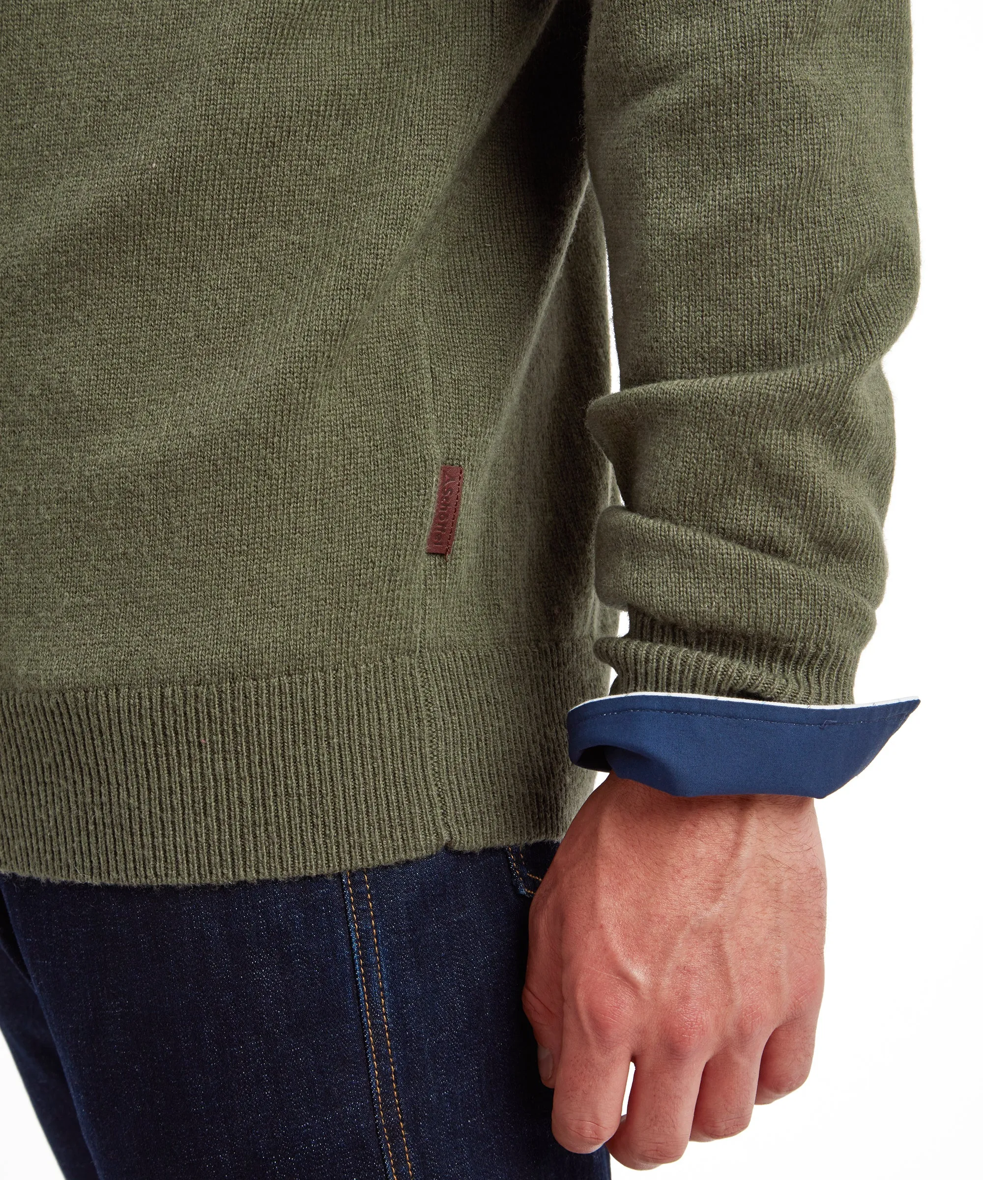 Lewis Lambswool V Neck Jumper - Woodland