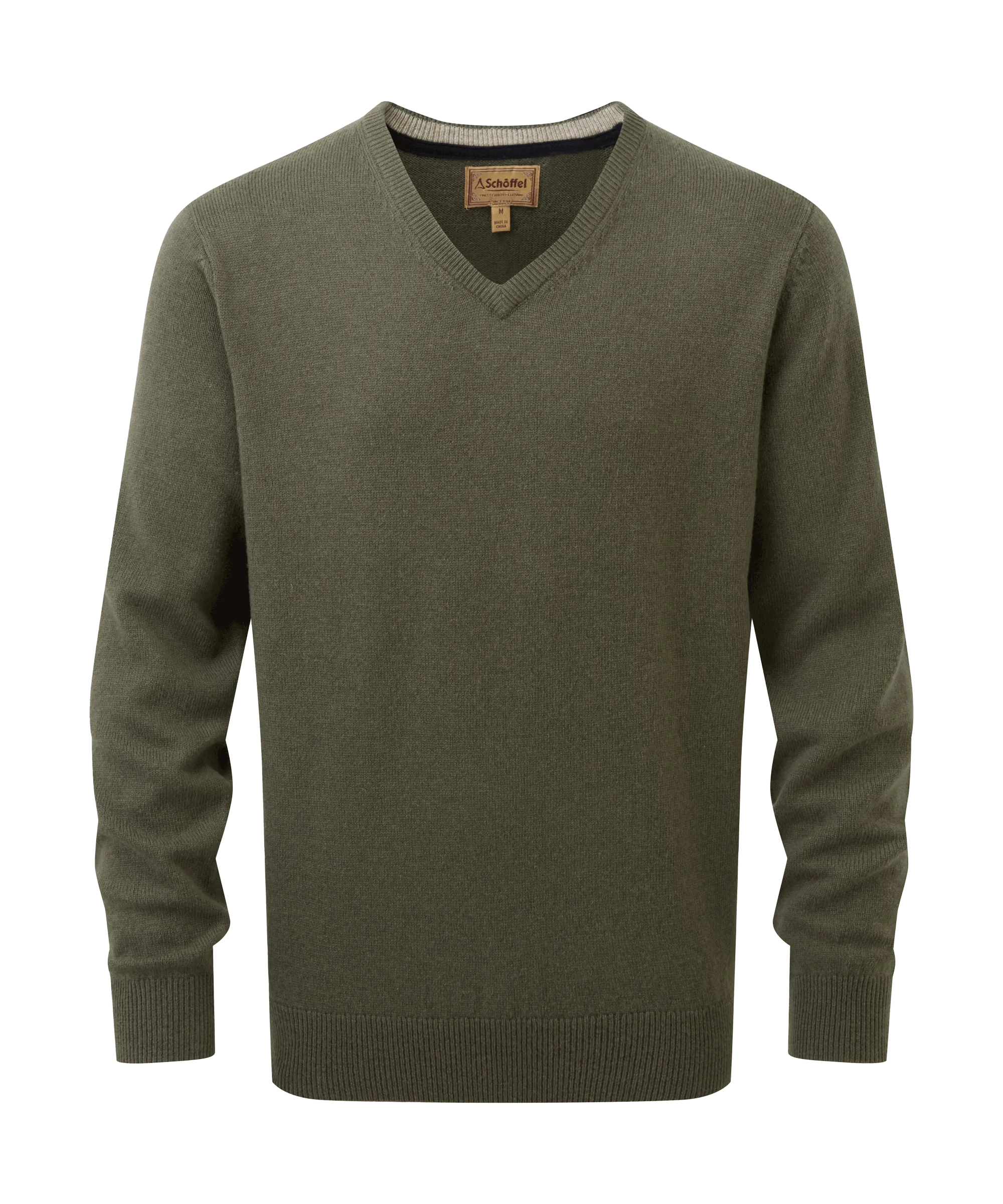 Lewis Lambswool V Neck Jumper - Woodland