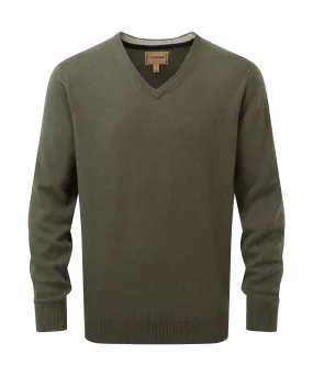 Lewis Lambswool V Neck Jumper - Woodland