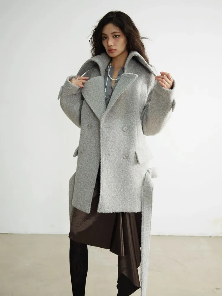 Light grey wool coat【s0000010927】