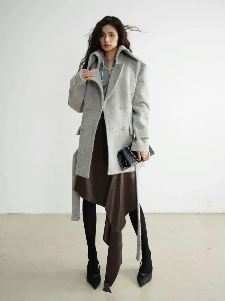 Light grey wool coat【s0000010927】