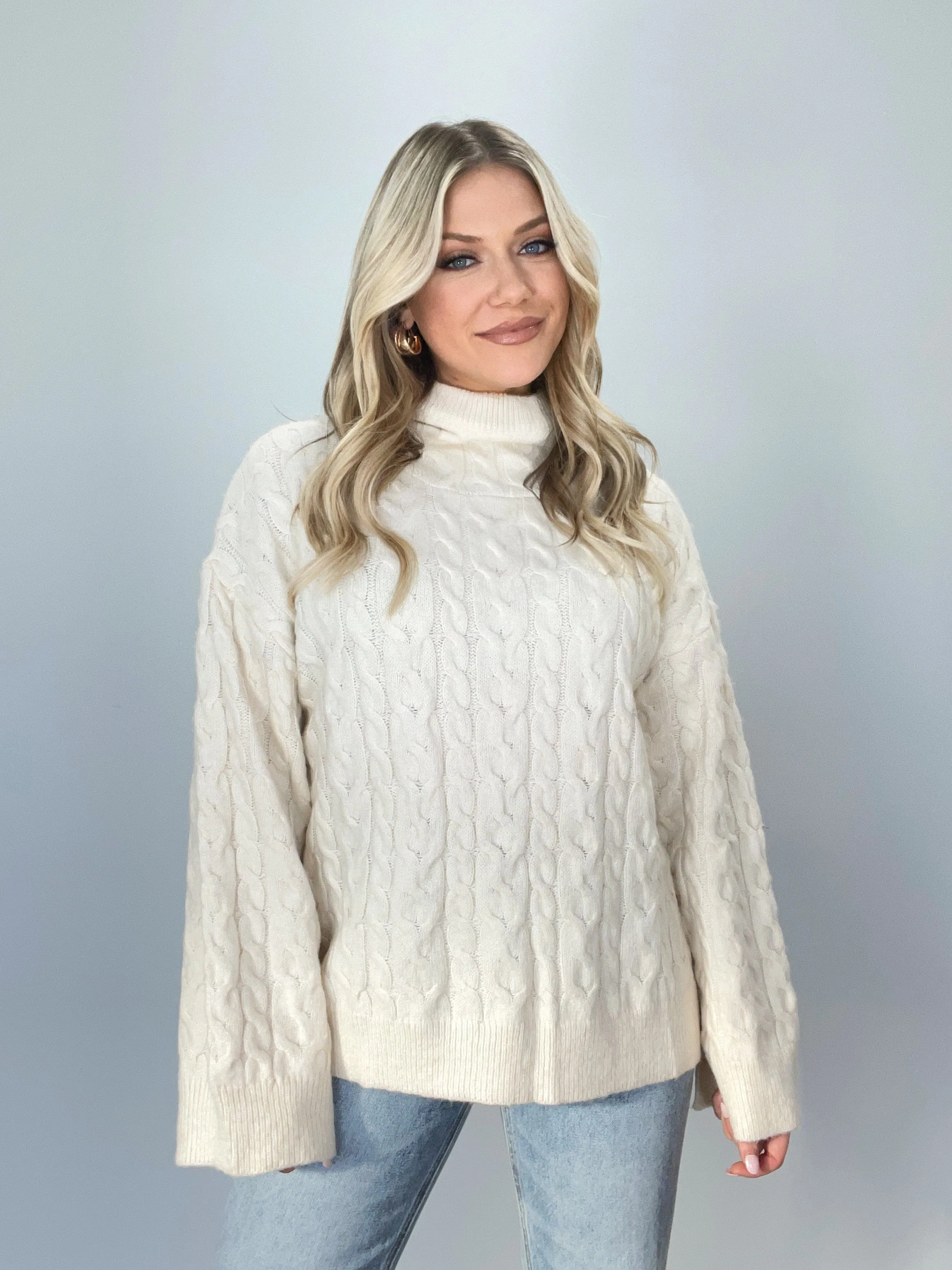 Log Cabin Cable Knit Sweater