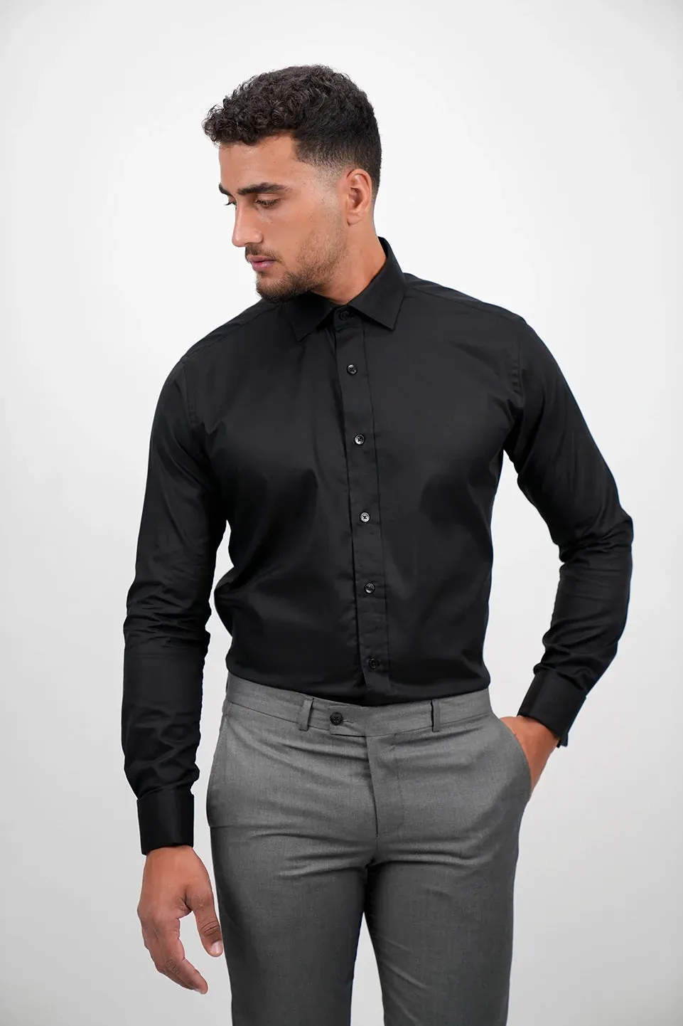 Long Sleeved Non Iron Black Classic Shirt