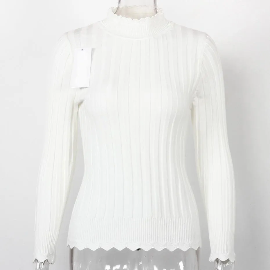 Mandarin Collared Casual Long Sleeve Sweater