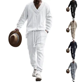 MEN'S CASUAL V-NECK LONG SLEEVED PANTS SET