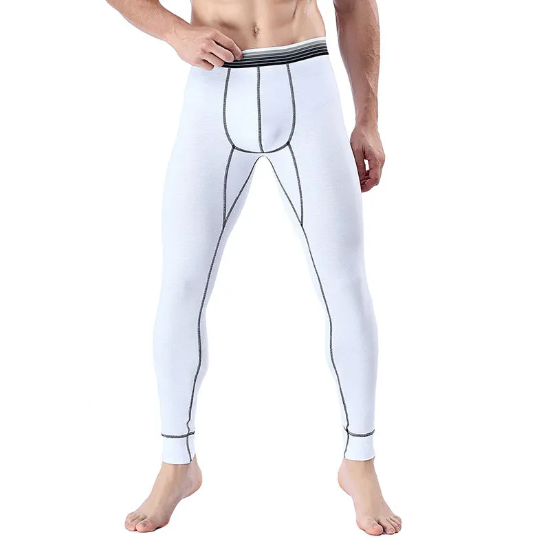 Men's Cropped Long Johns Warm-keeping Pants Cotton Belly-contracting Thin Bottoming Trousers