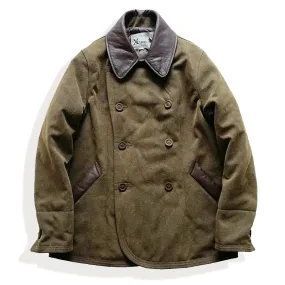 Men's Pea Coat Wax Thick Double-breasted Military Style Vintage Workwear