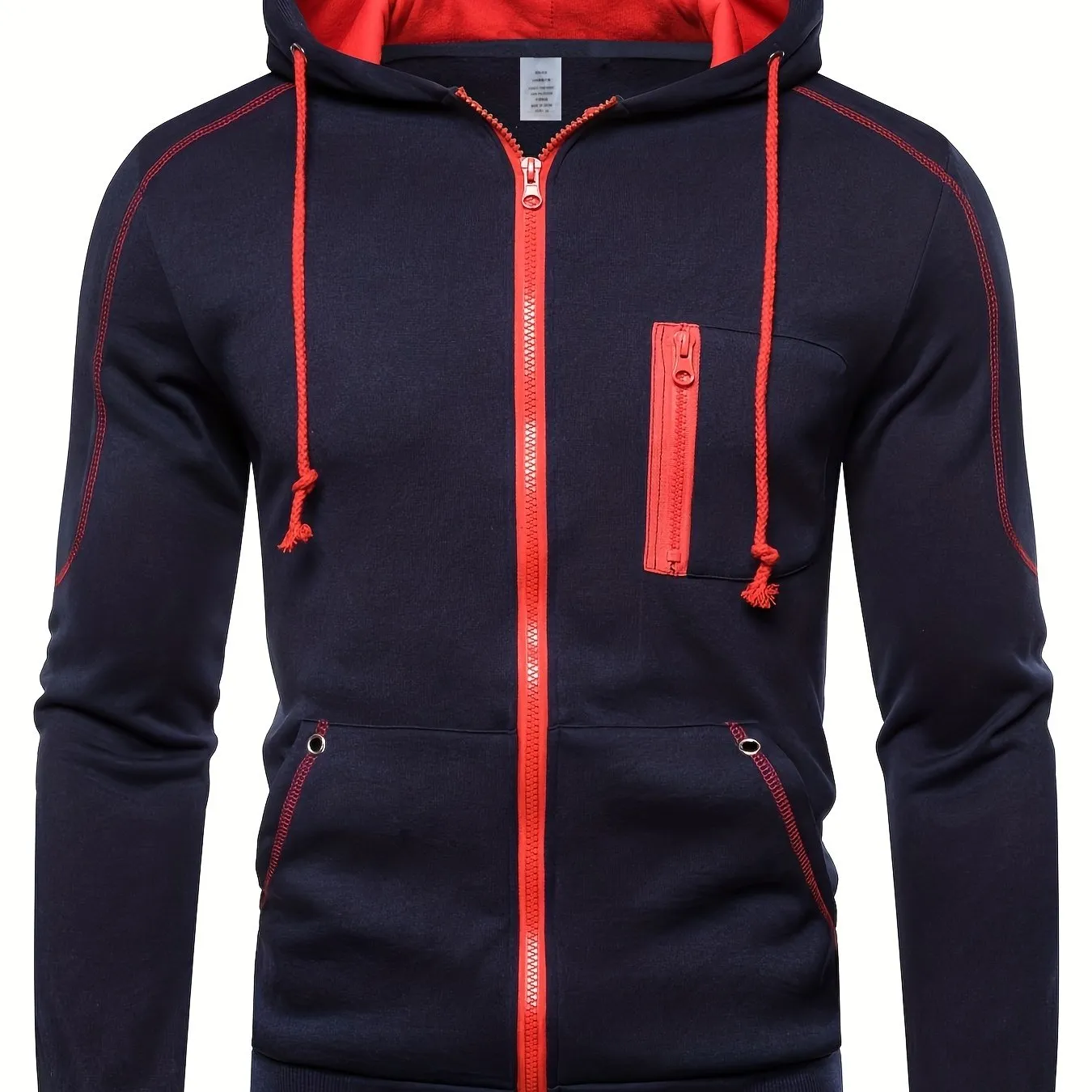 Mens Sports Hoodie with Zippered Breast Pocket