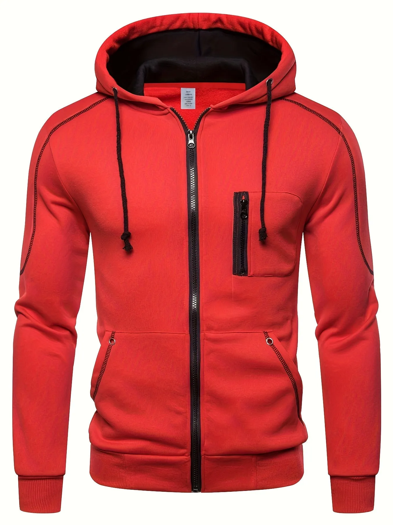 Mens Sports Hoodie with Zippered Breast Pocket