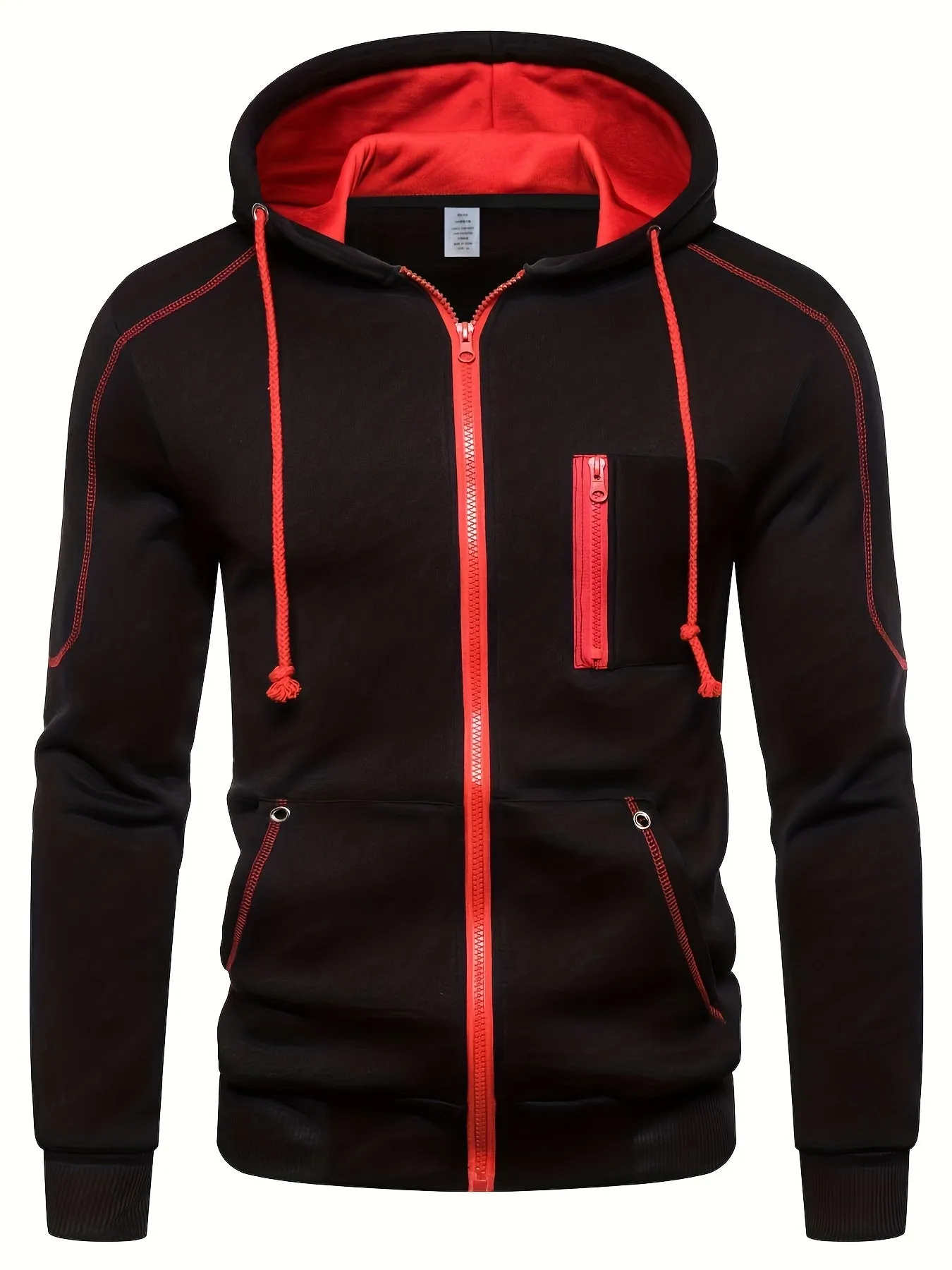 Mens Sports Hoodie with Zippered Breast Pocket