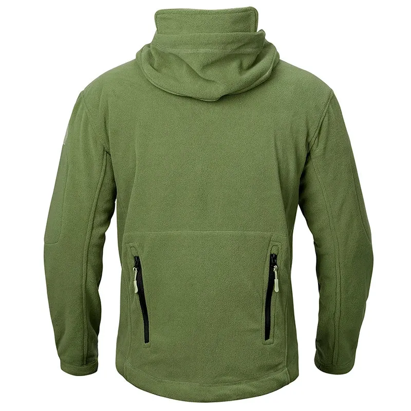 Men's Tactical Fleece Jacket Soft Shell Casual Hooded Jacket Velcro Badge Patch Peaked Hood Loads of Pockets Uniform Security