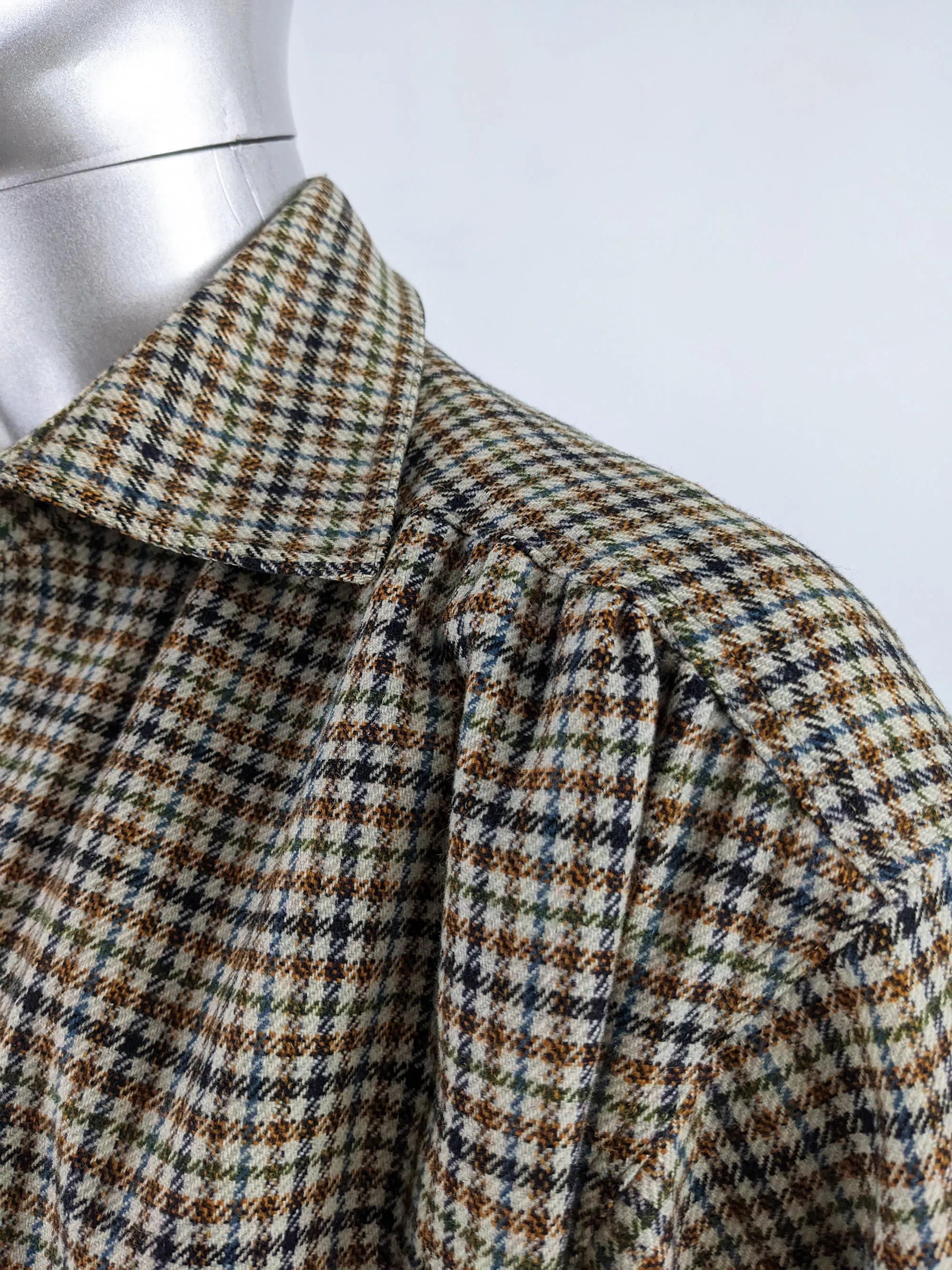 Mens Vintage Wool Houndstooth Collared Blouson Jacket, 1970s