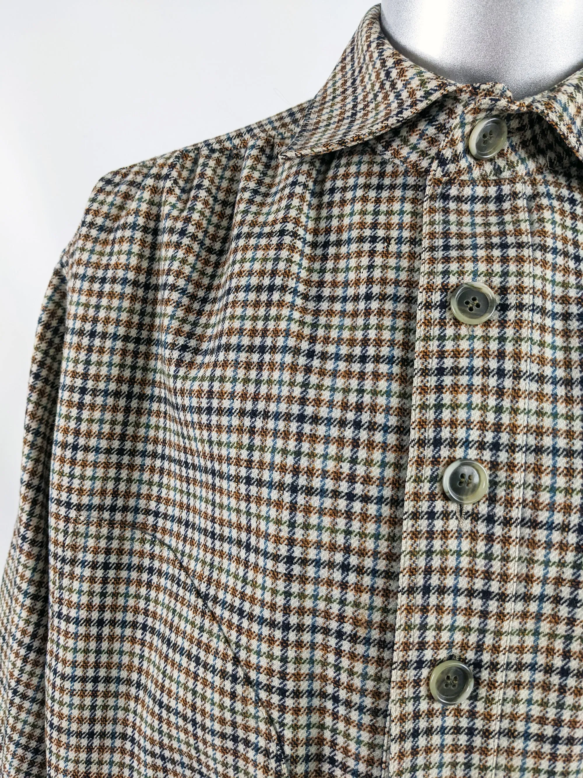 Mens Vintage Wool Houndstooth Collared Blouson Jacket, 1970s