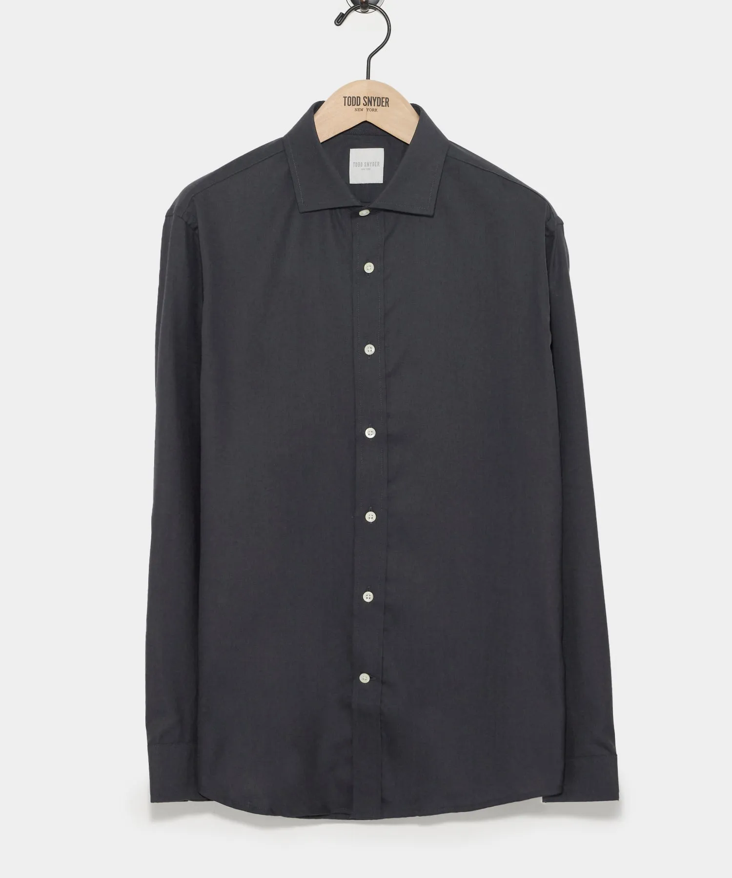 Merino Spread Collar Dress Shirt in Black