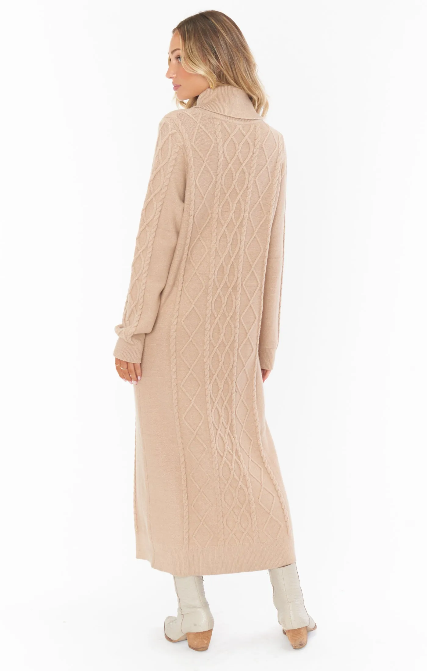 Montreal Midi Dress ~ Taupe Cable Knit