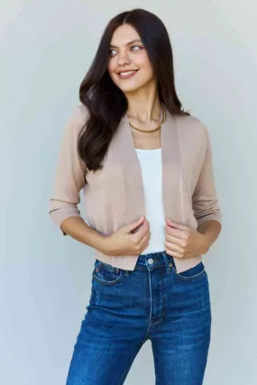 My Favorite Full Size 3/4 Sleeve Cropped Cardigan in Khaki