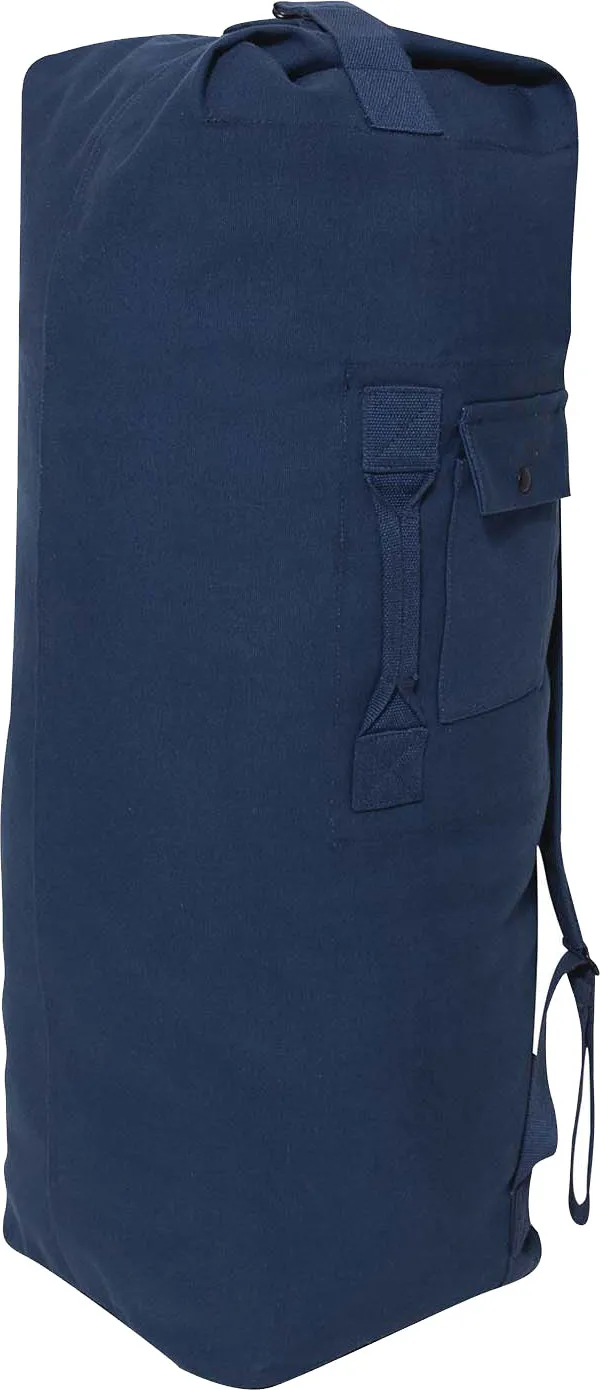 Navy Blue G.I. Style Canvas Double Strap Duffle Bag