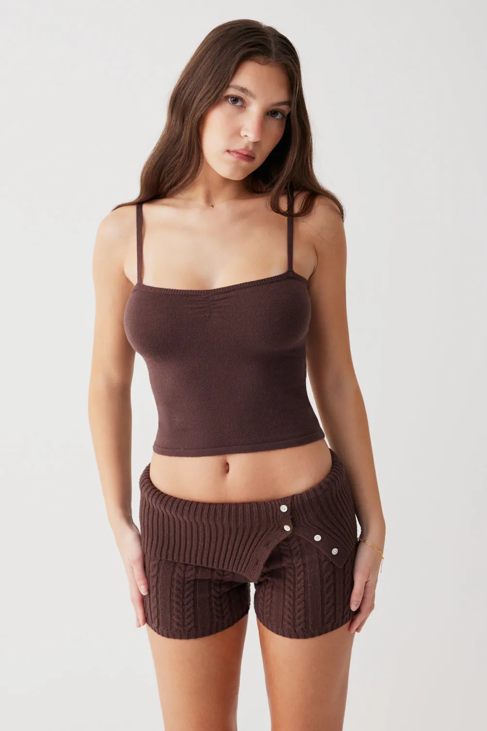 Nolan Cable Cloud Knit Mini Short - Mocha