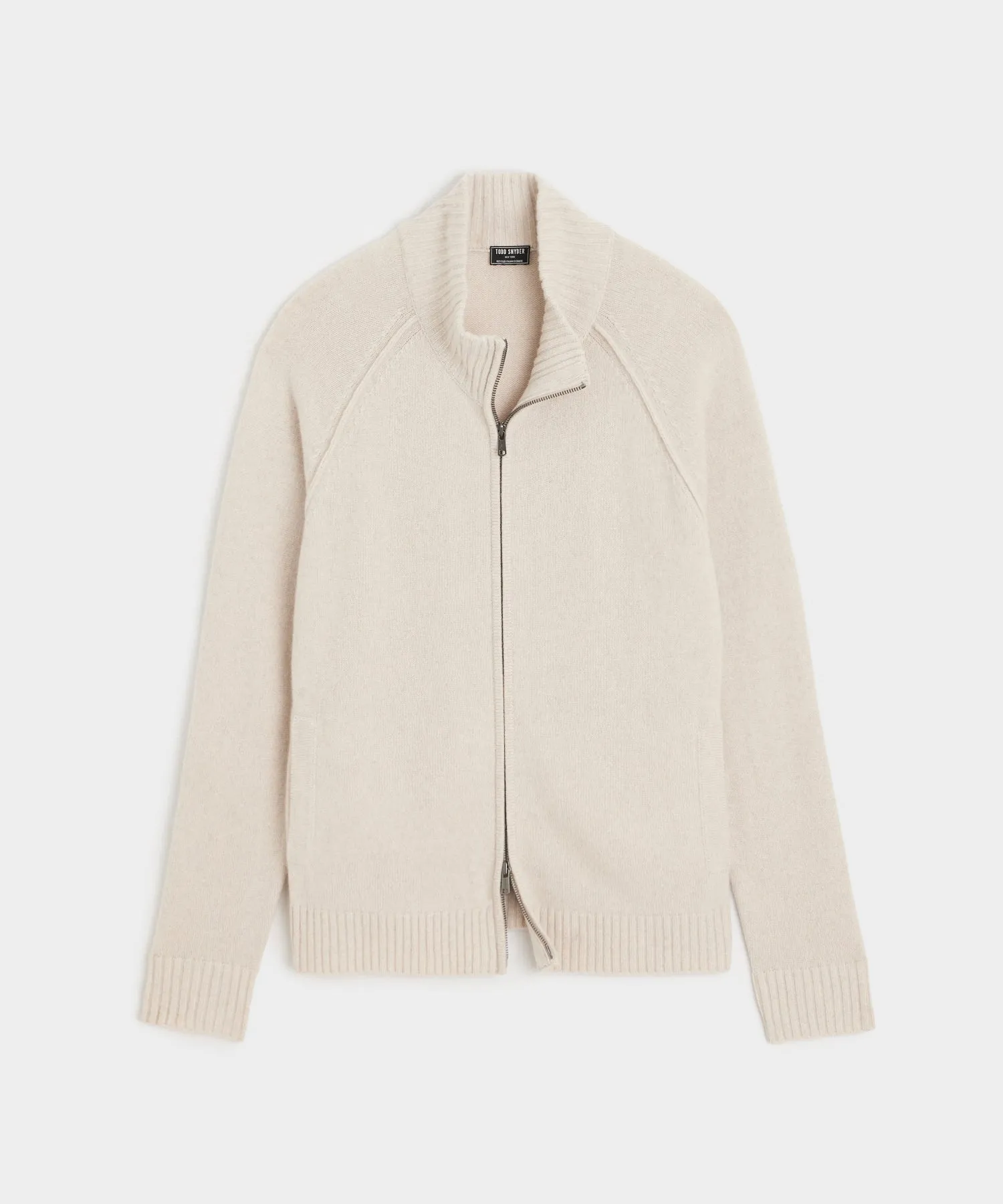 Nomad Cashmere Full-Zip Sweater in Bisque