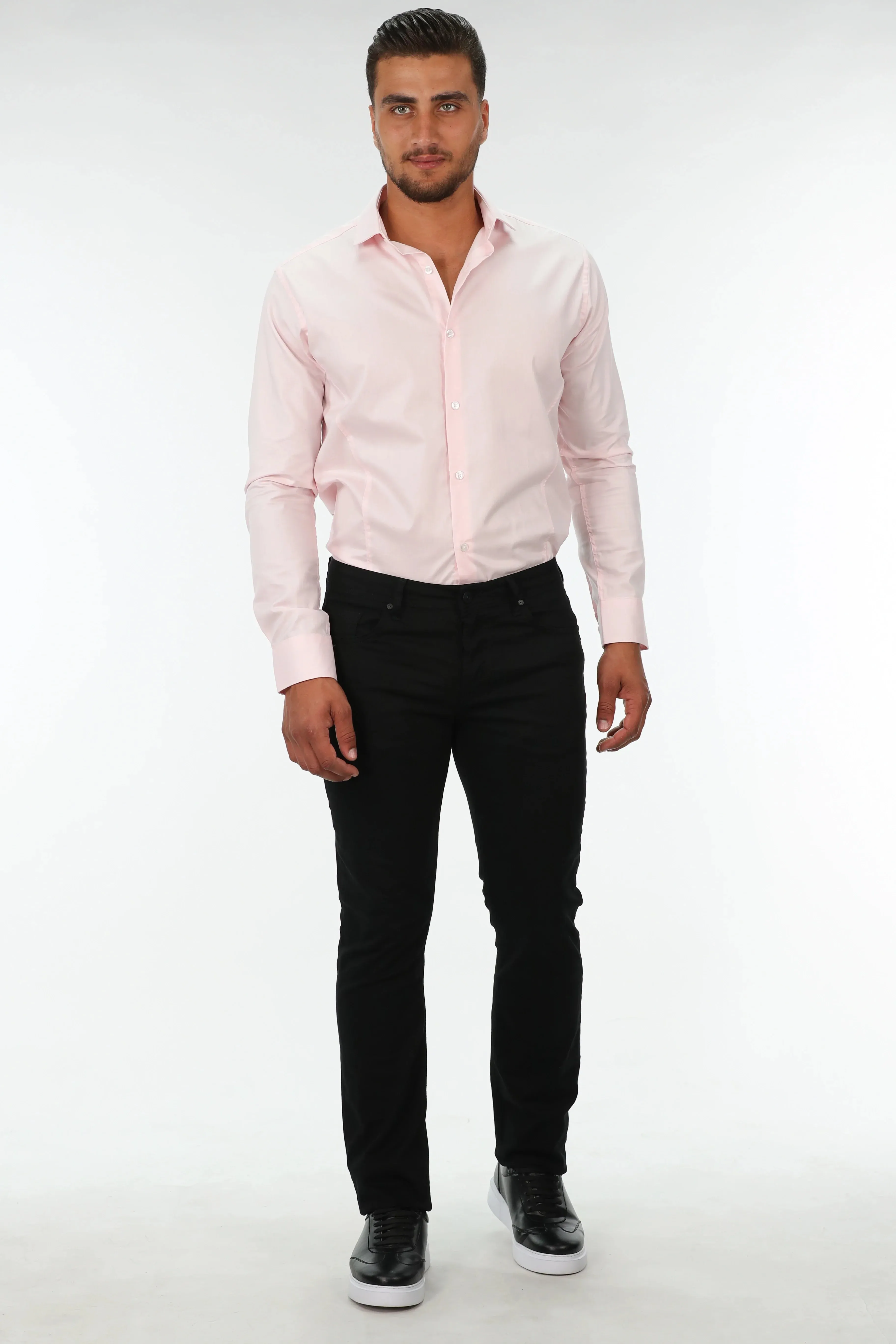 Non Iron Long Sleeved Light Pink Shirt