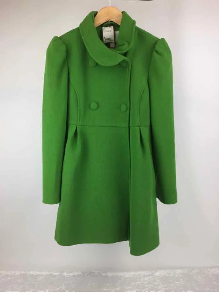 Old Navy Size S Lime Green Wool Blend Double Breasted Knee Length Coat