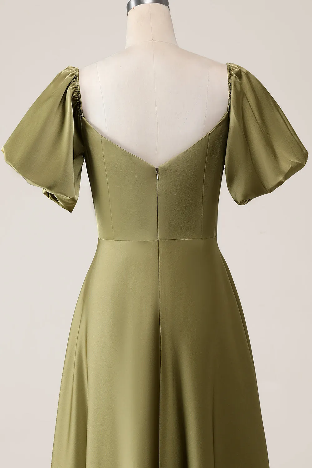 Olive A Line Off the Shoulder Maxi Dress with Short Sleeves