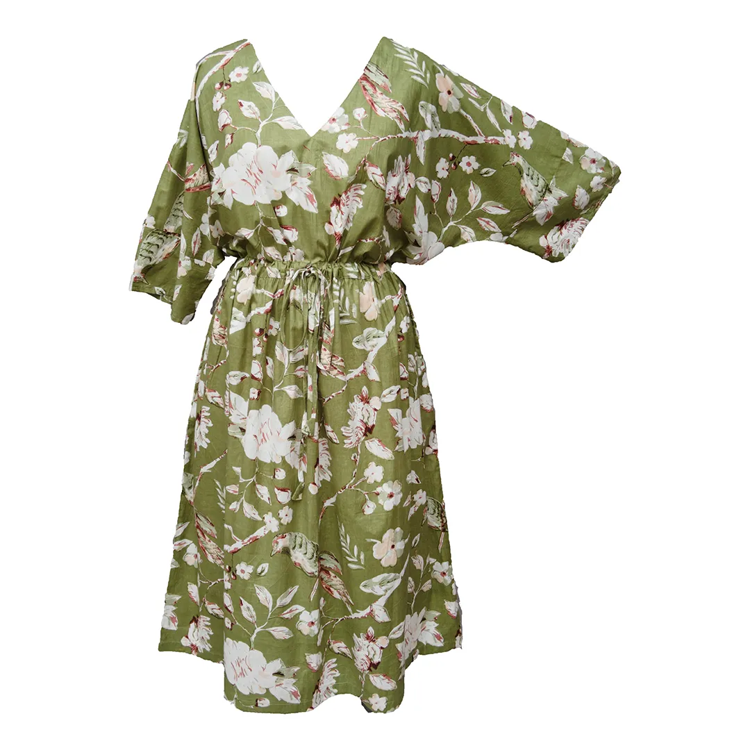 Olive Birds Cotton Maxi Dress UK Size 18-32 M149