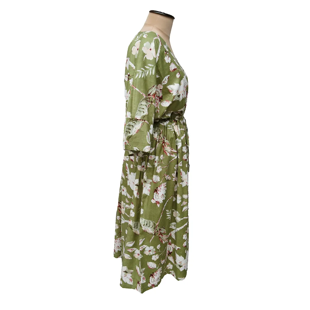 Olive Birds Cotton Maxi Dress UK Size 18-32 M149