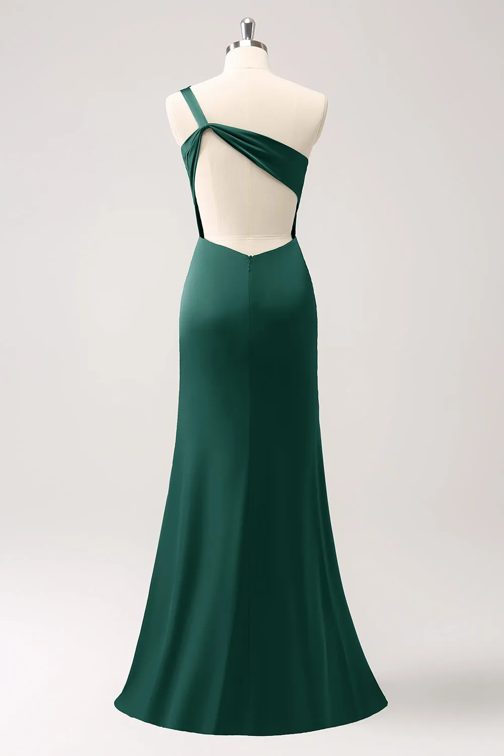 Olive One Shoulder Ruffled Mermaid Maxi Dress with Slit